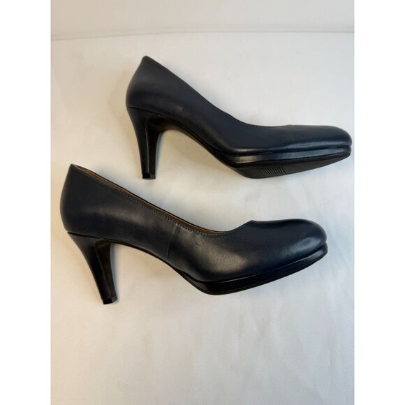 Naturalizer Michelle Pump Womens Size 8M Navy Blue Leather Slip On Comfort Heel - Picture 7 of 13